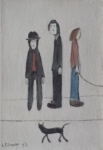 ls lowry three men and a cat print