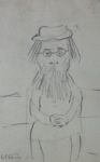 ls lowry woman with beard sketch print
